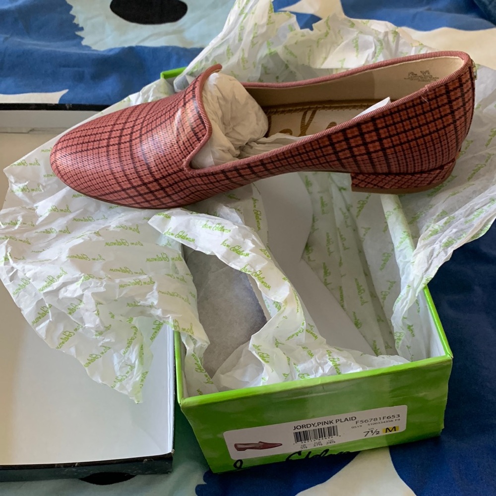 Sam Edelman pink plaid flats